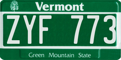 VT license plate ZYF773