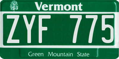 VT license plate ZYF775