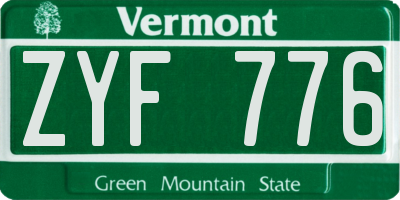 VT license plate ZYF776