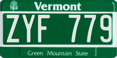 VT license plate ZYF779
