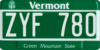 VT license plate ZYF780
