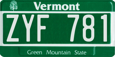 VT license plate ZYF781
