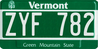 VT license plate ZYF782