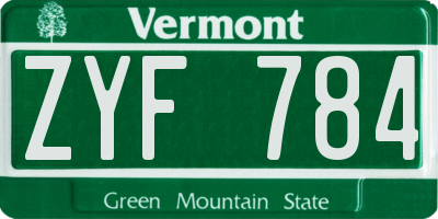 VT license plate ZYF784
