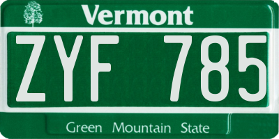 VT license plate ZYF785