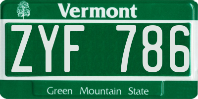 VT license plate ZYF786
