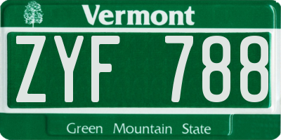 VT license plate ZYF788