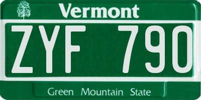 VT license plate ZYF790