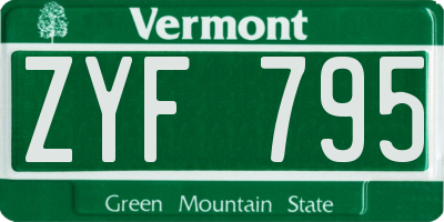 VT license plate ZYF795