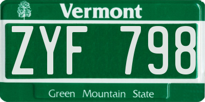 VT license plate ZYF798