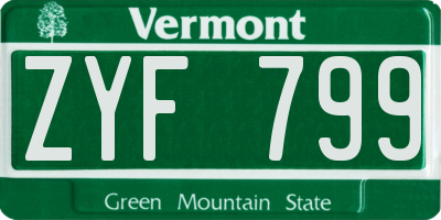 VT license plate ZYF799