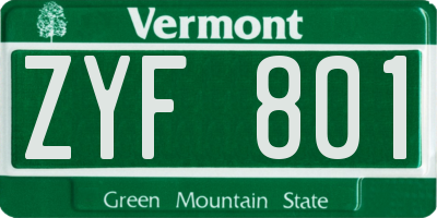 VT license plate ZYF801