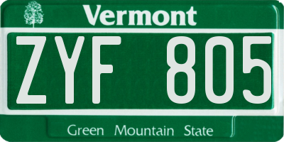 VT license plate ZYF805