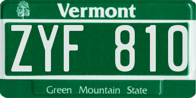 VT license plate ZYF810