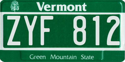 VT license plate ZYF812