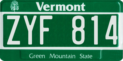VT license plate ZYF814