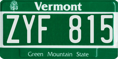 VT license plate ZYF815