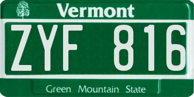 VT license plate ZYF816