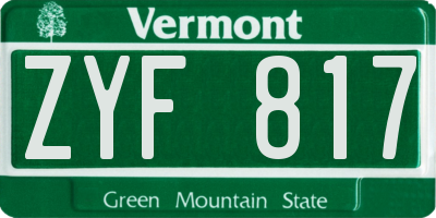 VT license plate ZYF817