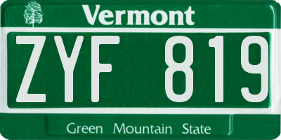 VT license plate ZYF819
