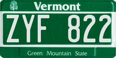 VT license plate ZYF822