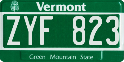 VT license plate ZYF823