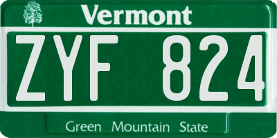 VT license plate ZYF824