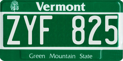 VT license plate ZYF825