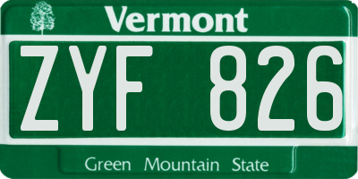 VT license plate ZYF826