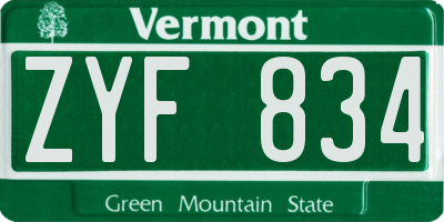 VT license plate ZYF834