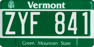 VT license plate ZYF841