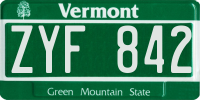 VT license plate ZYF842