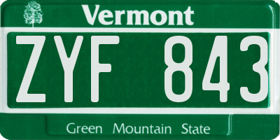 VT license plate ZYF843