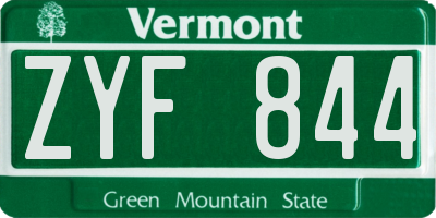 VT license plate ZYF844