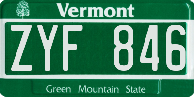 VT license plate ZYF846