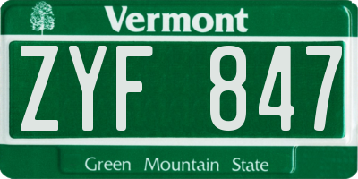 VT license plate ZYF847