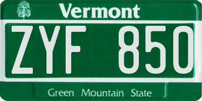 VT license plate ZYF850