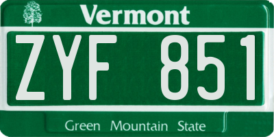 VT license plate ZYF851