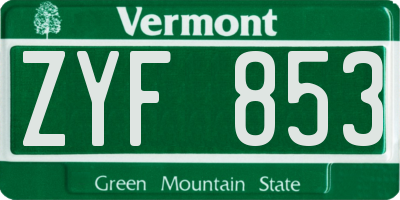 VT license plate ZYF853