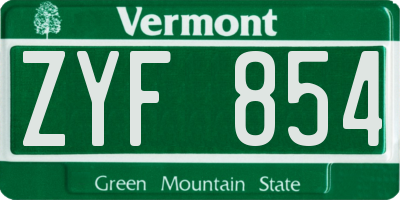 VT license plate ZYF854