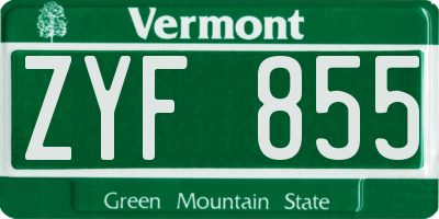 VT license plate ZYF855