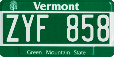 VT license plate ZYF858