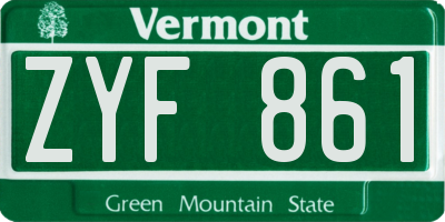 VT license plate ZYF861