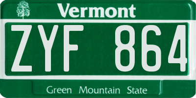 VT license plate ZYF864