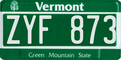 VT license plate ZYF873