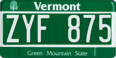 VT license plate ZYF875