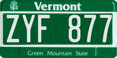 VT license plate ZYF877