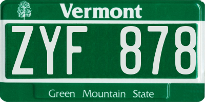VT license plate ZYF878