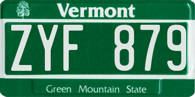 VT license plate ZYF879