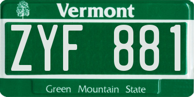 VT license plate ZYF881